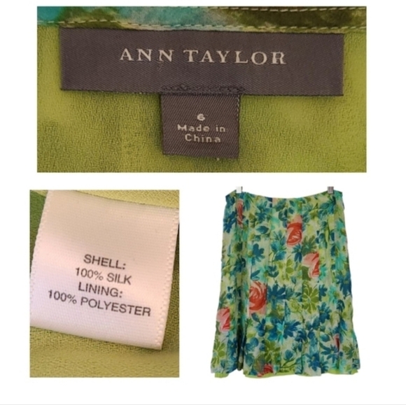 Silk Skirt Green Watercolor Floral - Picture 5 of 6